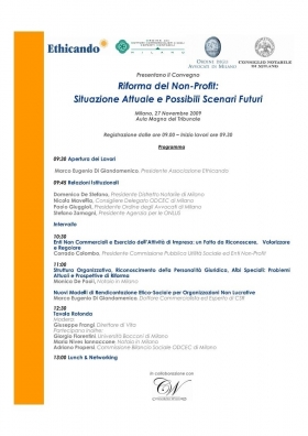 Convegno su Riforma del Non-Profit - 27.11.2009 - ETHICANDO Association